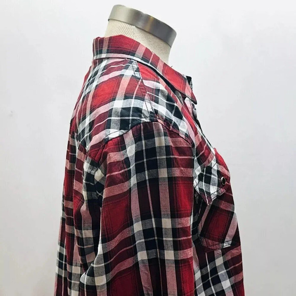 NWT EIGHTY EIGHT Men Long Sleeve Button Down Red White Plaid Dress Shirt Size L - Picture 7 of 9